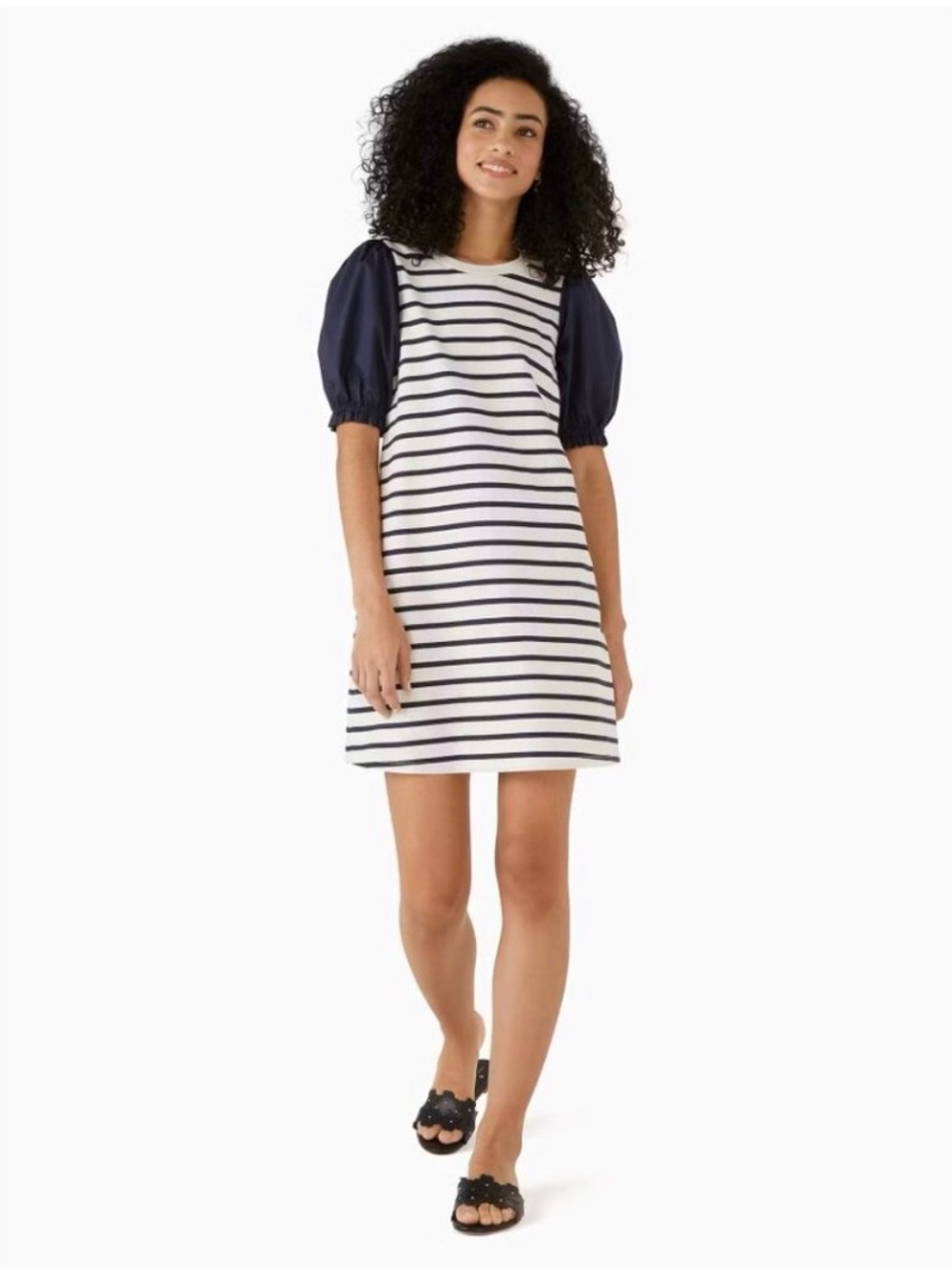 kate spade Navy and White Striped Puff-Sleeve Casual Dress - NWoT